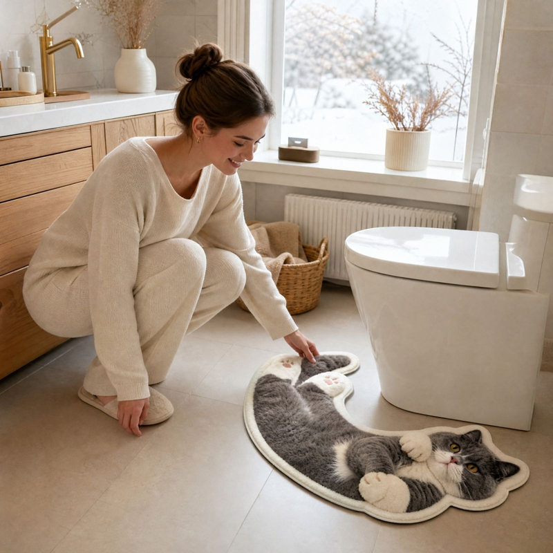 polyester Foots Cushions Toilet Seat Mat Bathroom Specific Absorbent And  Clean Floor Mat