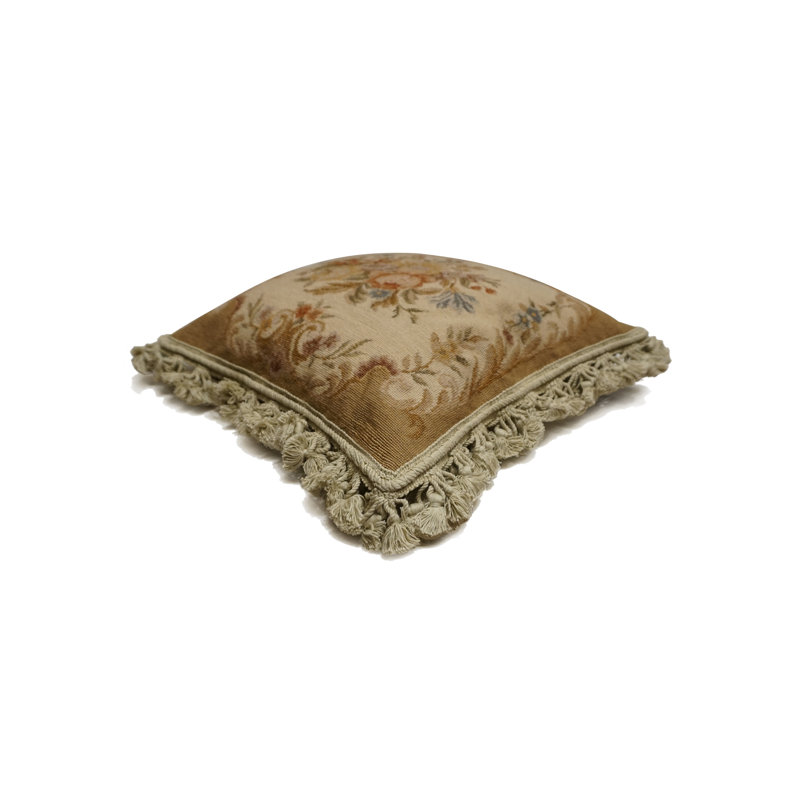 Needlepoint Square Pillow Cover & Insert, Square 16", Cream Floral