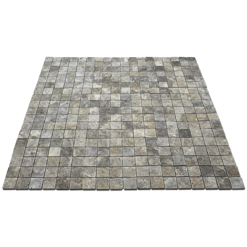 2" x 2" Natural Stone Grid Mosaic Wall & Floor Tile, Silver