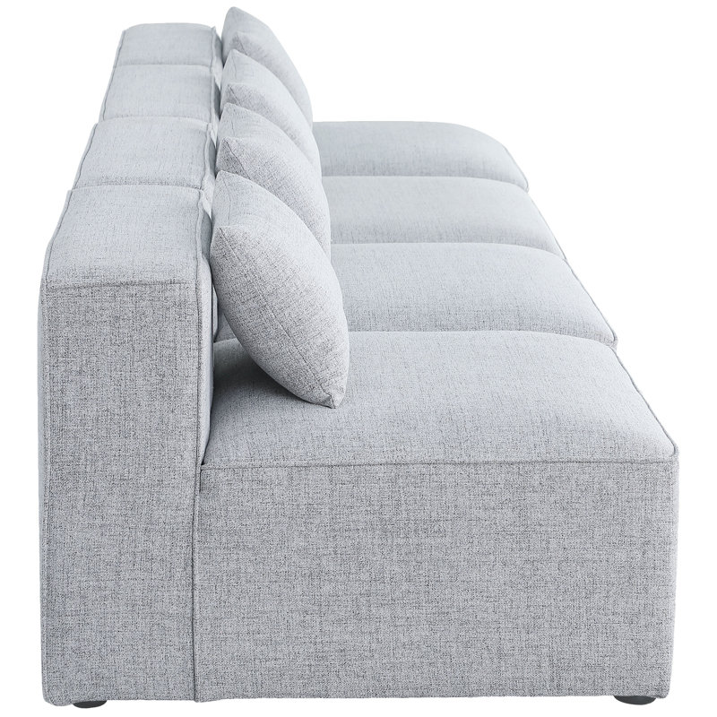 Canapé modulaire Cube, Tissu gris texturé en lin
