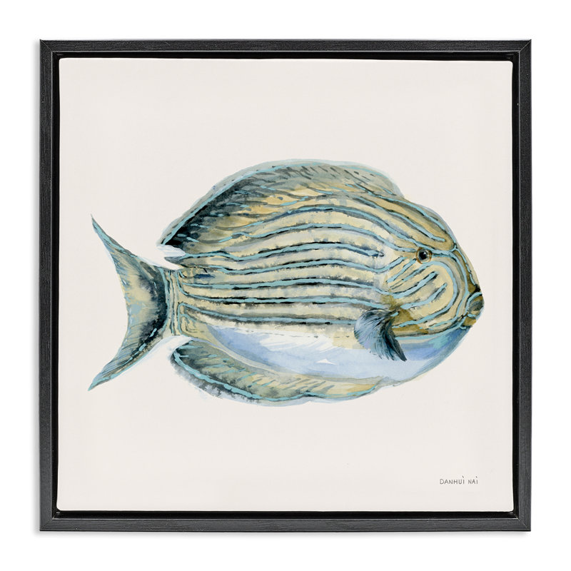 Cadre flottant Coastal Bliss Fish, design par Danhui Nai, Cadre flottant noir de jais, H 18 po x l 18 po