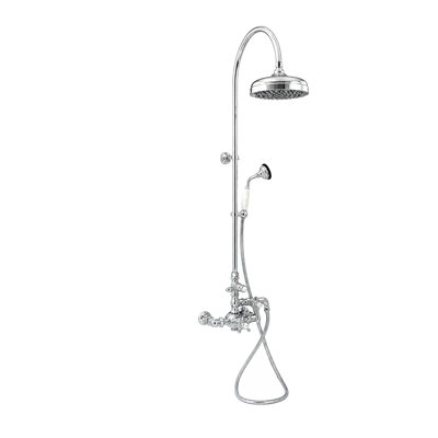 Système de douche thermostatique exposé 48 po mural avec douche à main 1,75 GPM et poignées levier / croix