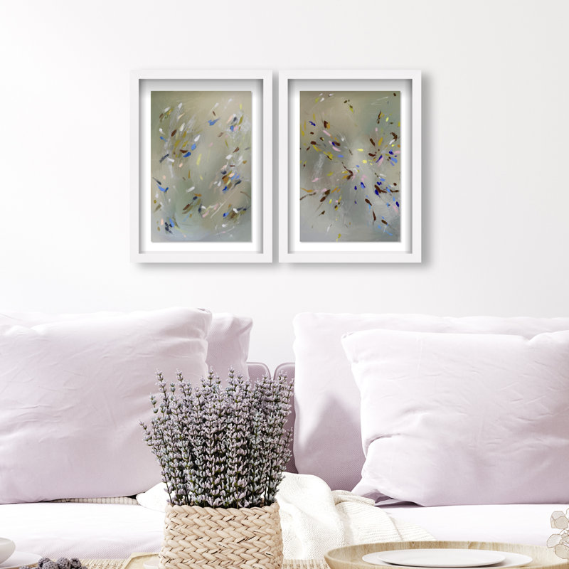 Spontaneous Traces Set Set by Oliver Gal, 63"H x 43"W, White Shadowbox