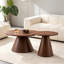 Table basse gigogne ronde moderne en 2 parties, plateau résistant à l'eau et pied central en acier pour petits espaces-1851629916