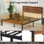 Single Double Size Platform Bed Frame with Rustic Vintage Wood Headboard, Mattress Foundation, Bed Frame with Strong Steel Slats Support, No Box Spring Needed, Easy Assembly-1020293781-1070169084