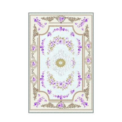 Luxurious Woven Area Rug, 5.9 x 9.2 ft, 100% Polyester, Antibacterial | Non-Slip PVC Felt Dot Underside, 0.3 in Pile Height | Machine Washable, 3D Digital Print, Perfect for Living Room & Bedroom Décor