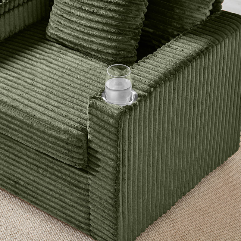 Canapé confortable moelleux en velours côtelé, Vert