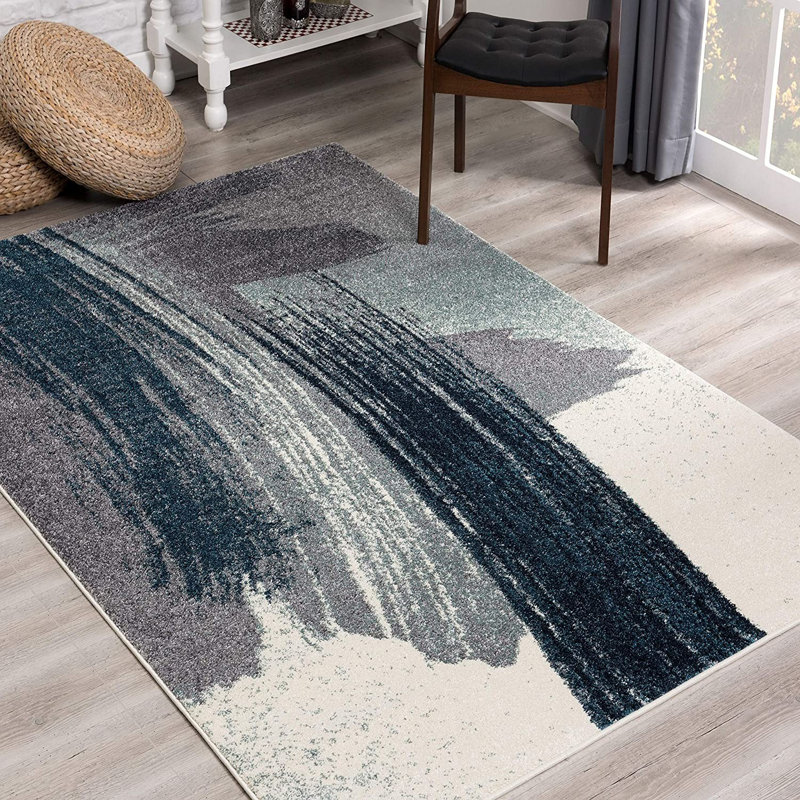 Tapis blanc / noir / gris 6 pi 6 po x 9 pi 4 po