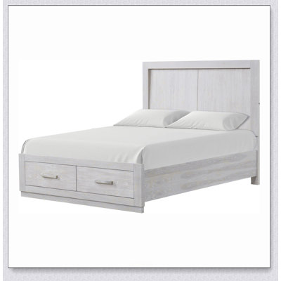 Transitional 1Pc Eastern Bed LED HB Storage Footboard Light Grey Bedroom Furniture Wooden
