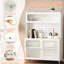 Grande armoire blanche avec portes en verre - tablettes réglables pour un rangement polyvalent dans les trous de câbles du garde-manger blanc, portes