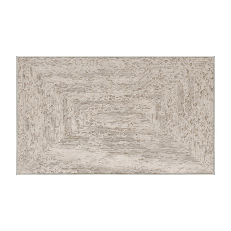Machine Washable Beige Area Rug, Rectangle 4' x 6'