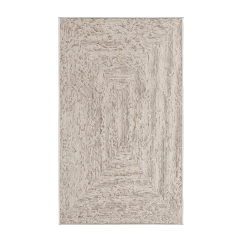 Tapis beige lavable à la machine, Rectangle 7 pi x 9 pi