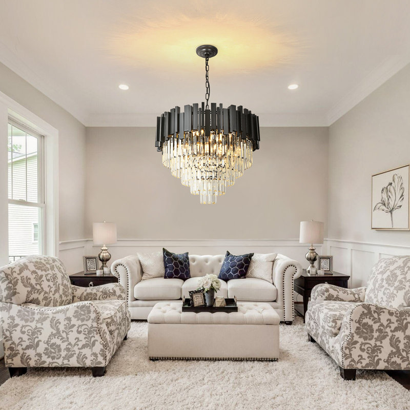 Aaston Chandelier, 145cm H x 58cm W x 58cm D, 8, Black