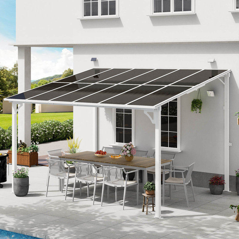 10' x 10' White Aluminum and Polycarbonate Solar Gazebo