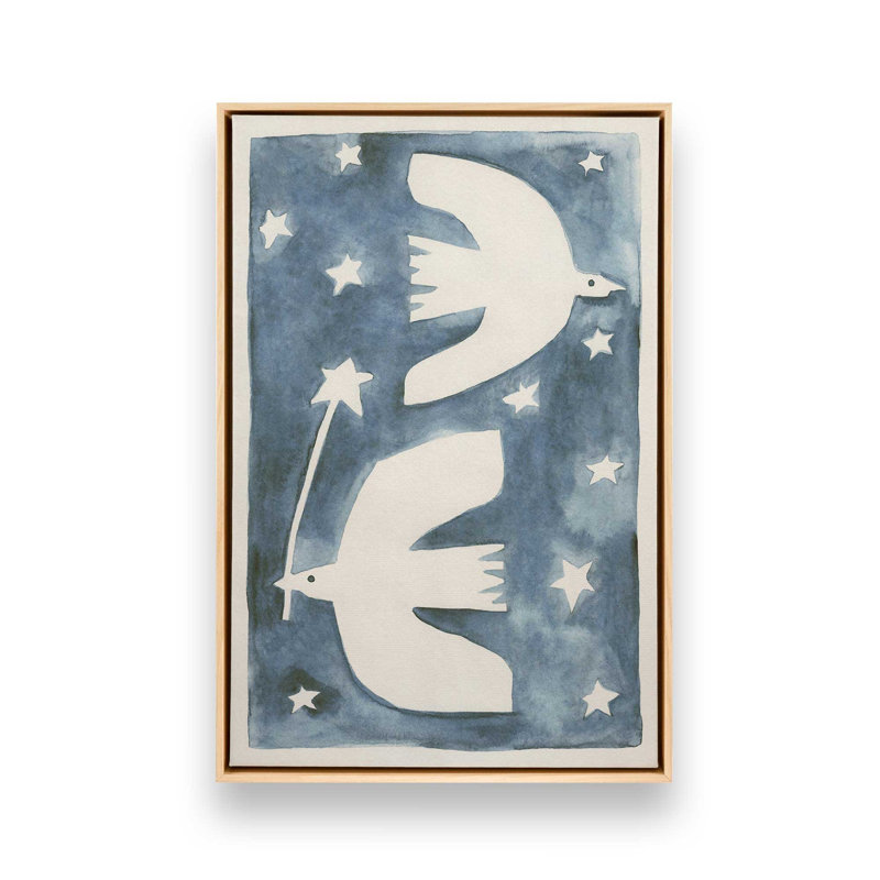 «Celestial Birds V2» par Alisa Galtsyna, reproduction d'art, H 40 po x l 30 po, Impression encadrée sans passe-partout, Tanné