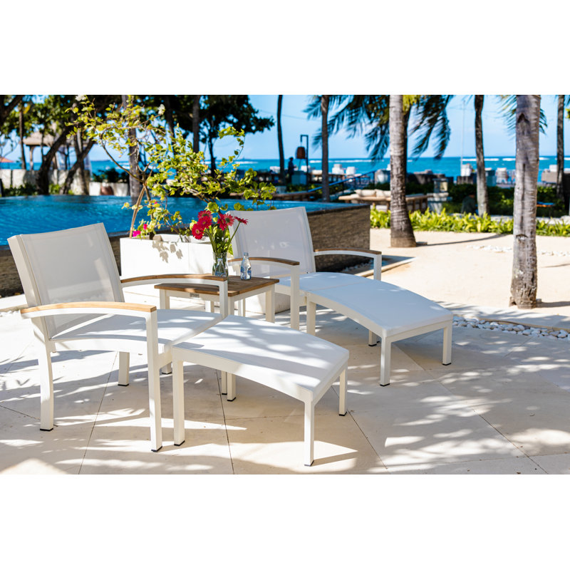 Tribeca Aluminum Sling Ottoman, White