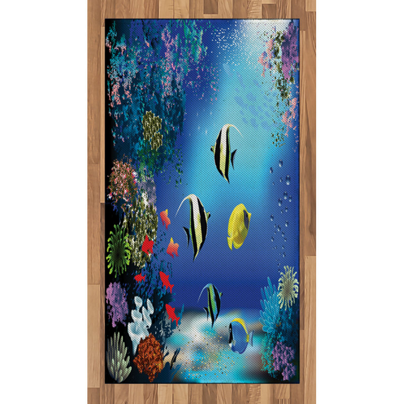 Underwater Sea High Density Long Fiber Poly Threads Decorative Area Rug Carpet, Rectangle 2'7" x 5'