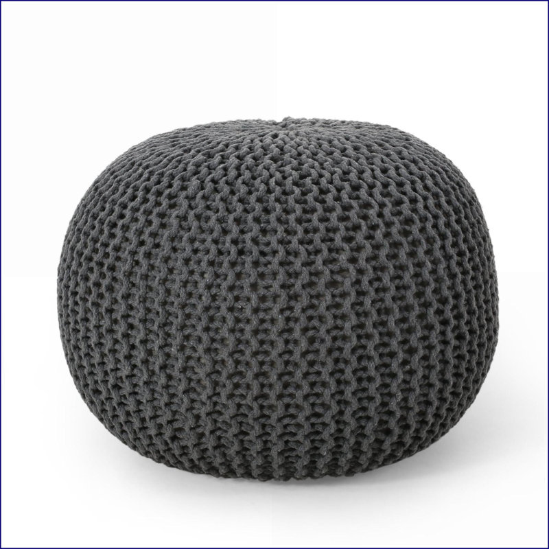 Repose-pieds rond en coton tricoté, gris ardoise | Gris | Coton, Gris