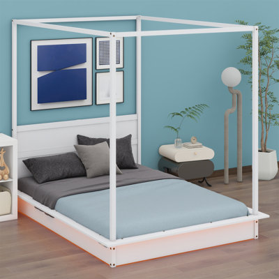 Andenwood Canopy Bed, LED Platform Bed