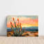 Tableau sur toile - Coucher de soleil dans le désert avec bouquet de fleurs orange, style impressionniste - 61 x 91 cm pour salon et chambre