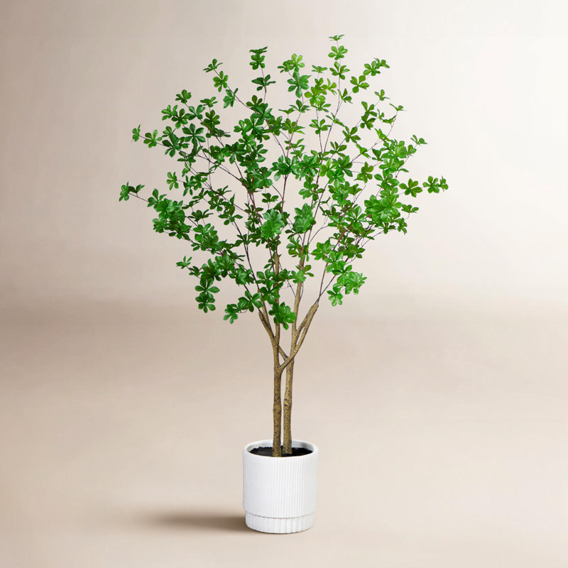 5 pi Enkianthus artificiel en pot de fleurs décoratif blanc