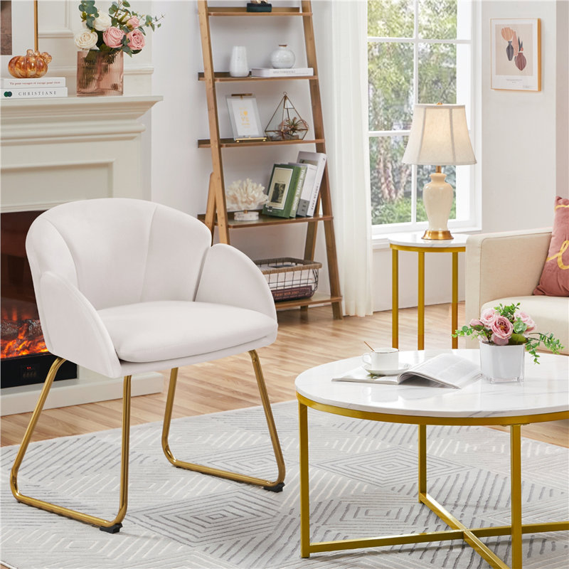 Fitchburg 20'' H Upholstered Metal Dining Chair, White