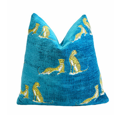 Embroidered Cheetah Chenille Throw Pillow Cover