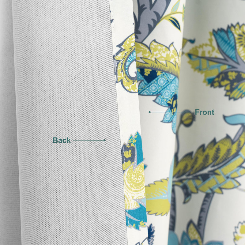 Zayas Room Darkening Curtain Pair, 52" W x 63" L, Teal Gray