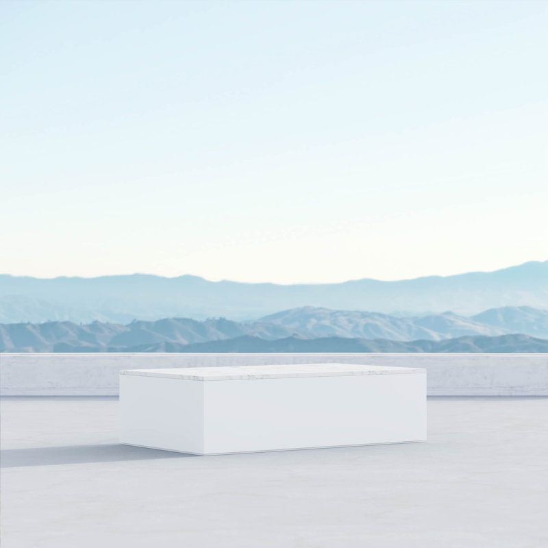 Porto Aluminum Coffee Table, Honed Carrara