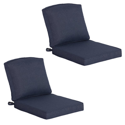 20" x 21.5" Outdoor/Indoor Deep Seat Patio Chair Cushions with Strap (Set of 2) - Water Resistant Design