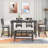 6-Piece Counter Height Dining Table Set Table with Shelf 4 Chairs and Bench for Dining Room-1888852646