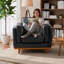 Chaise d'appoint en cuir Verona, chaise de bureau en cuir de 41,9 pouces pour le salon, chaise de bureau en cuir, décoration en bois massif-982440741