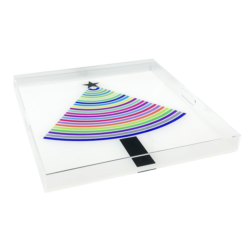Christmas Tree Brights Acrylic Square Decorative Tray