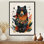 Ours noir avec petit oiseau - art mural ours