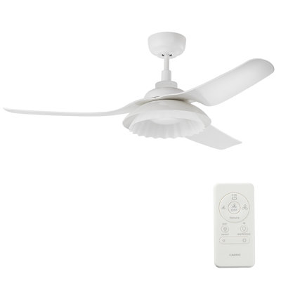 52" Luisiana 3 - Blade LED White Smart Standard Ceiling Fan With Remote Control and Light Kit Included.
