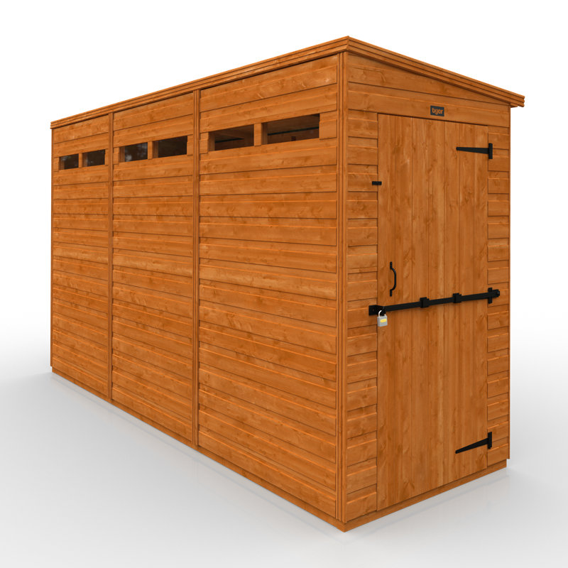 TigerFlex® Modular Buildings Solid Wood Shiplap Pent Garden Shed, 203cm H X 353cm W X 114cm