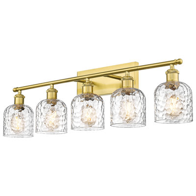 Éclairage pour salle de bain 5 lumières avec verre martelé transparent