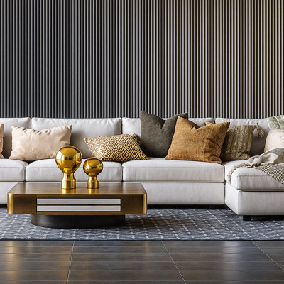 Panneau mural semi-circulaire en bois cannelé 106 "x 24", panneau mural 3D pour la décoration intérieure
