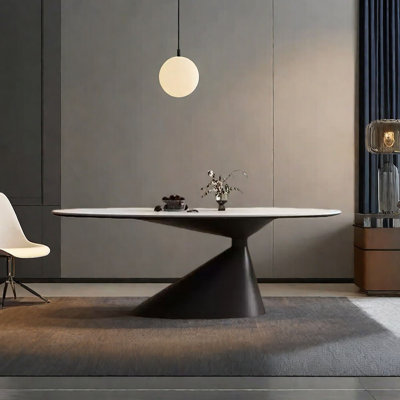 Sintered stone oval dining table