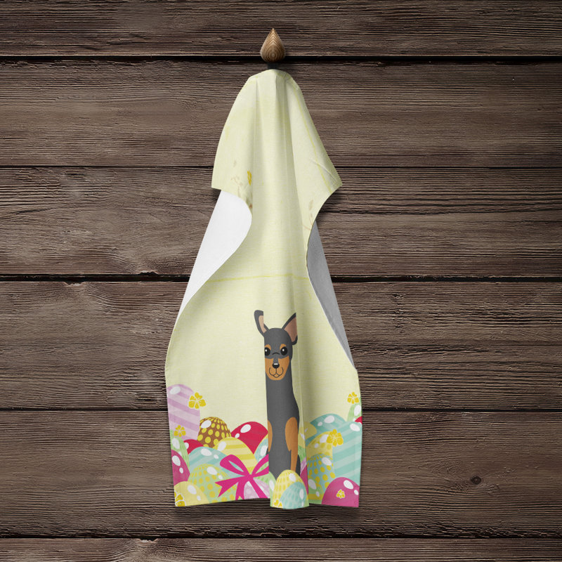 Serviette de thé manchester terrier pâques œufs