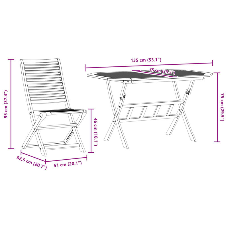 Octagonal 2 - Piece 6 - Person 135Cm L Outdoor Table Set