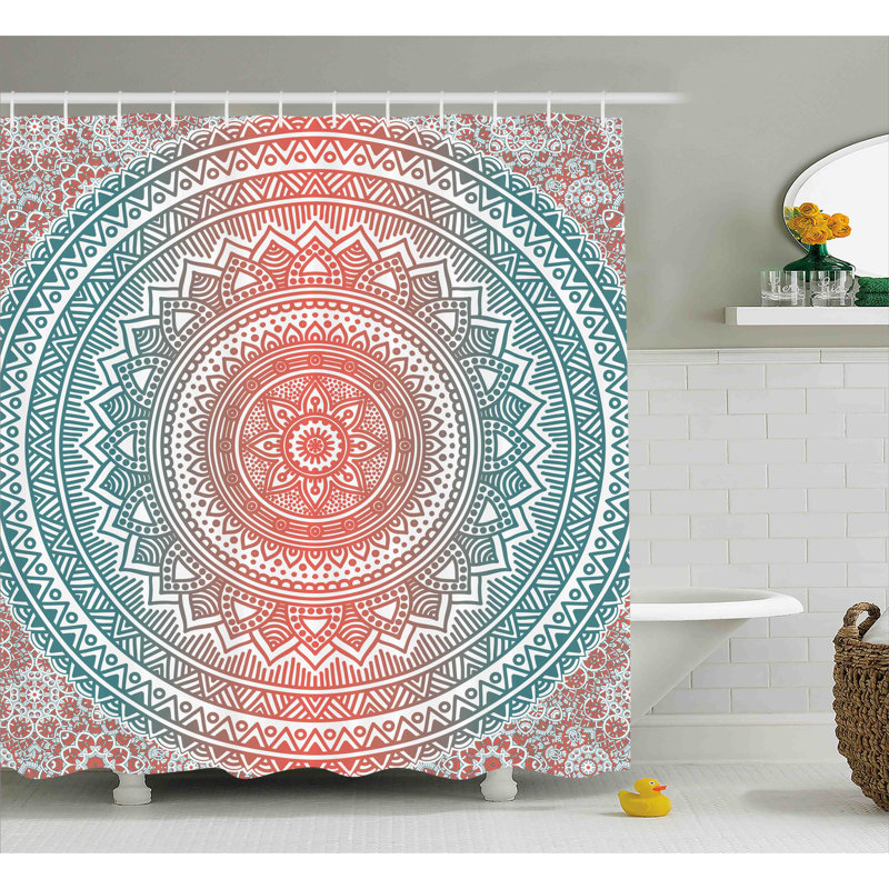 Rideau de douche simple méditation tapis theme Cormac, H 84 po x l 69 po, Corail