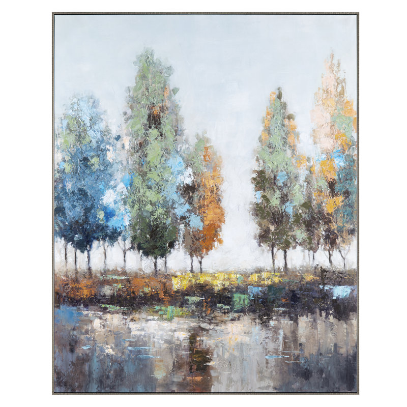 Akron Abstract Trees Framed Canvas Wall Art
