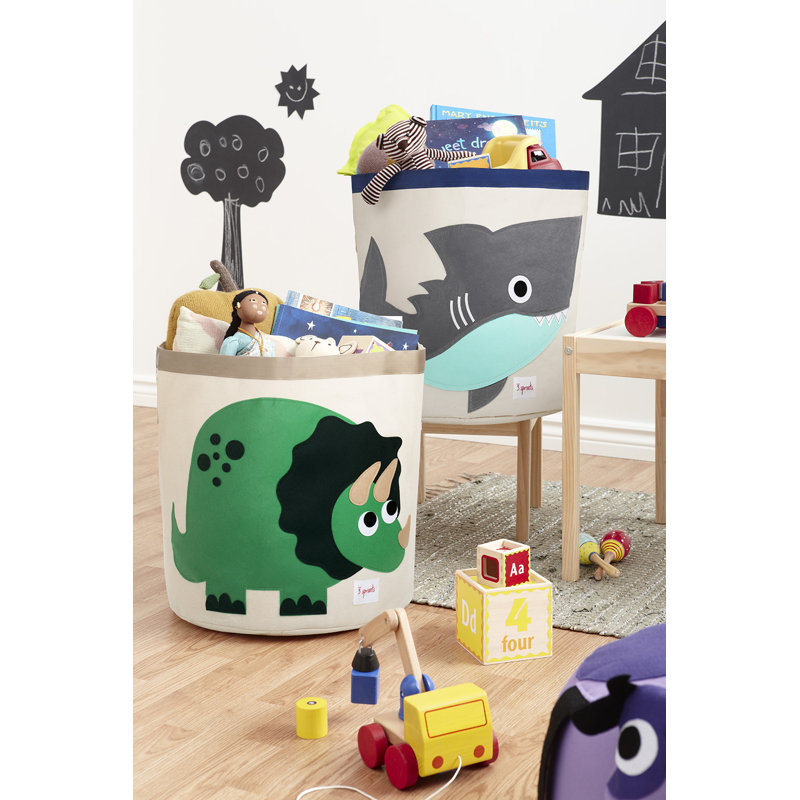 3 Sprouts - Canvas Storage Bin - Laundry and Toy Basket for Baby and Kids - Shark