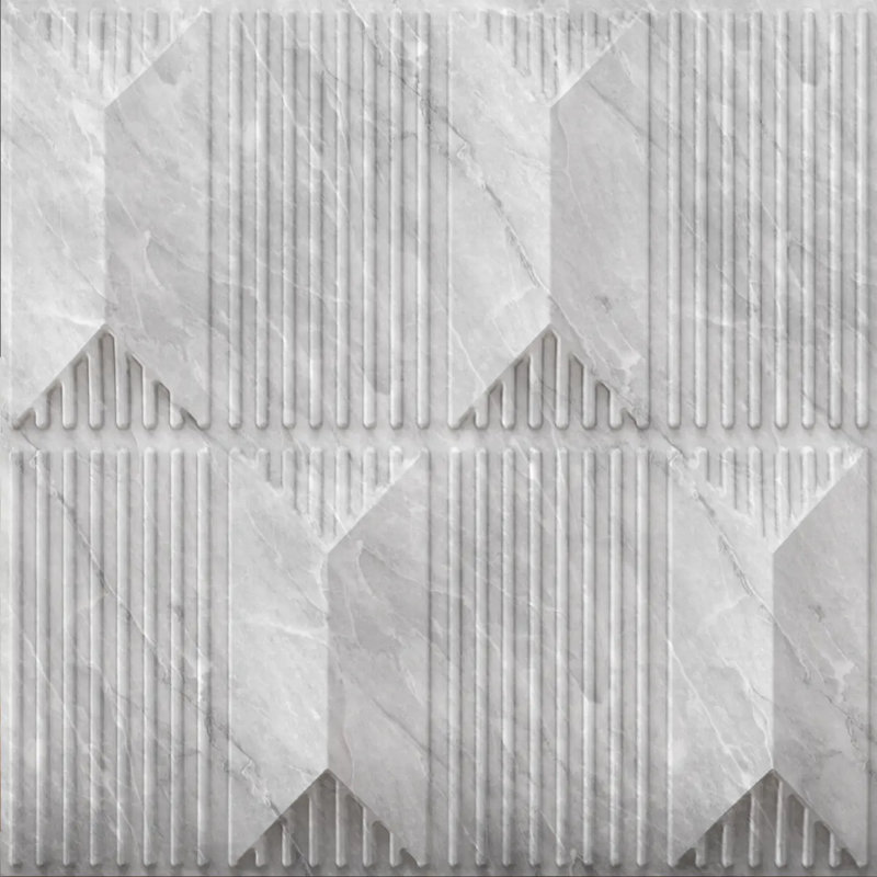 Ensemble de panneaux muraux 3D de qualité supérieure 19,7 po x 19,7 po ELEVIQ (ensemble de 12), Marbre blanc