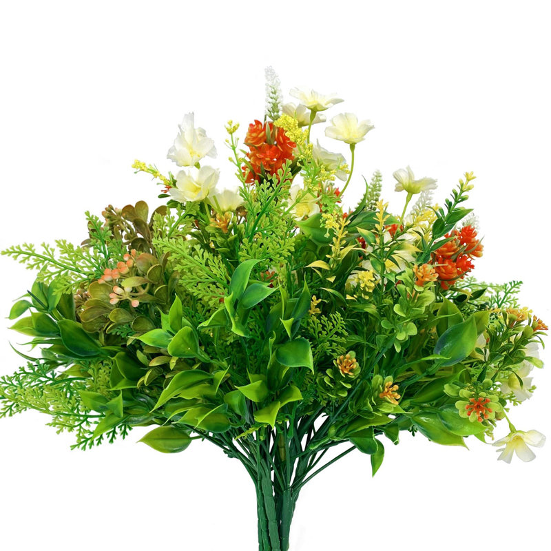 Fleurs artificielles multi-espèces réalistes pour l'extérieur et l'intérieur (9 pièces), Jaune