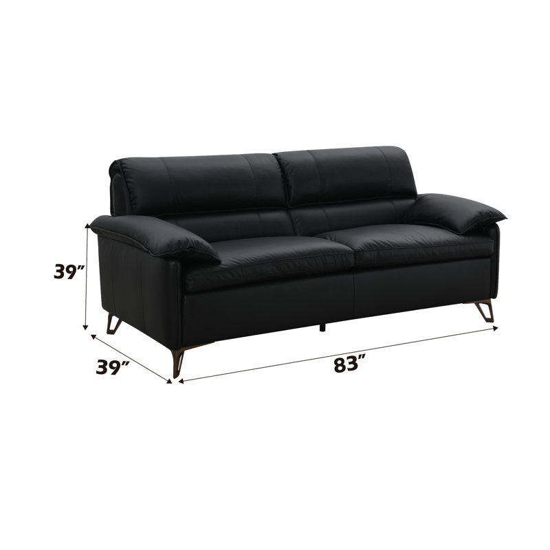 Cuir noir - Siège avec rembourrage en duvet et siège de soutien au design moderne et élégant