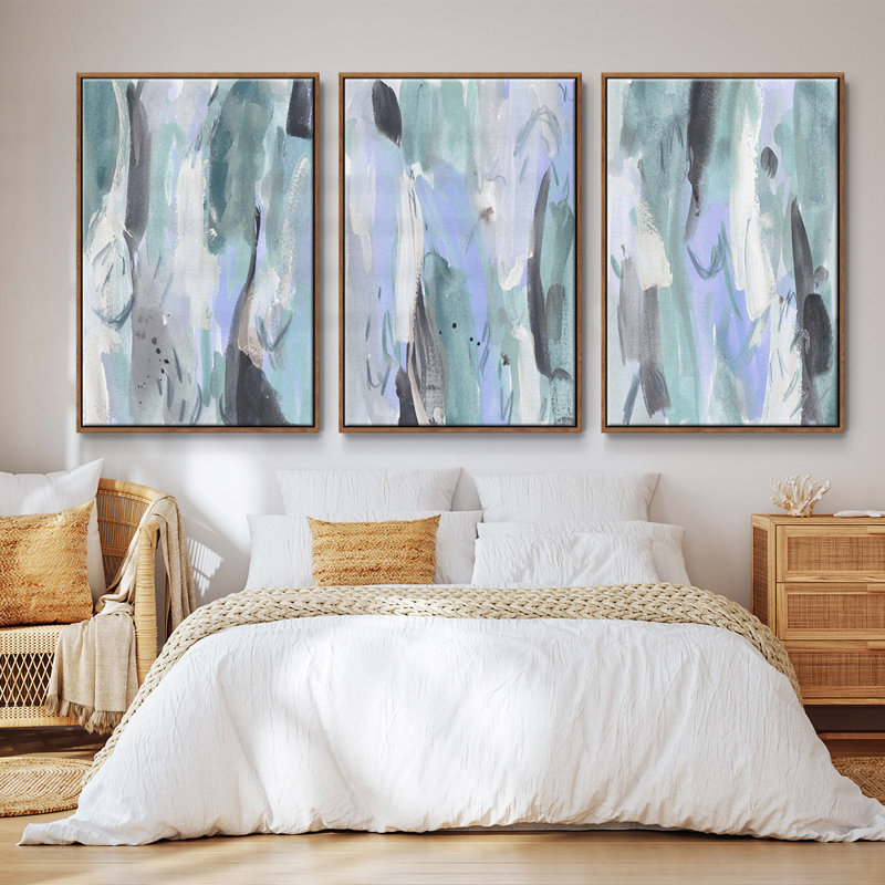 «Ocean Crush I», ensemble de 3 pièces sur toile, H 36 po x l 72 po, Noyer