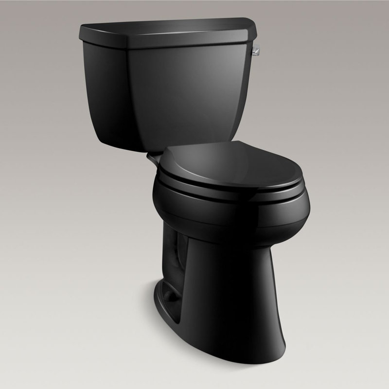 Highline 1.28 GPF Water Efficient Elongated Two-Piece toilet (Seat Not Included), Black, Left-Hand
