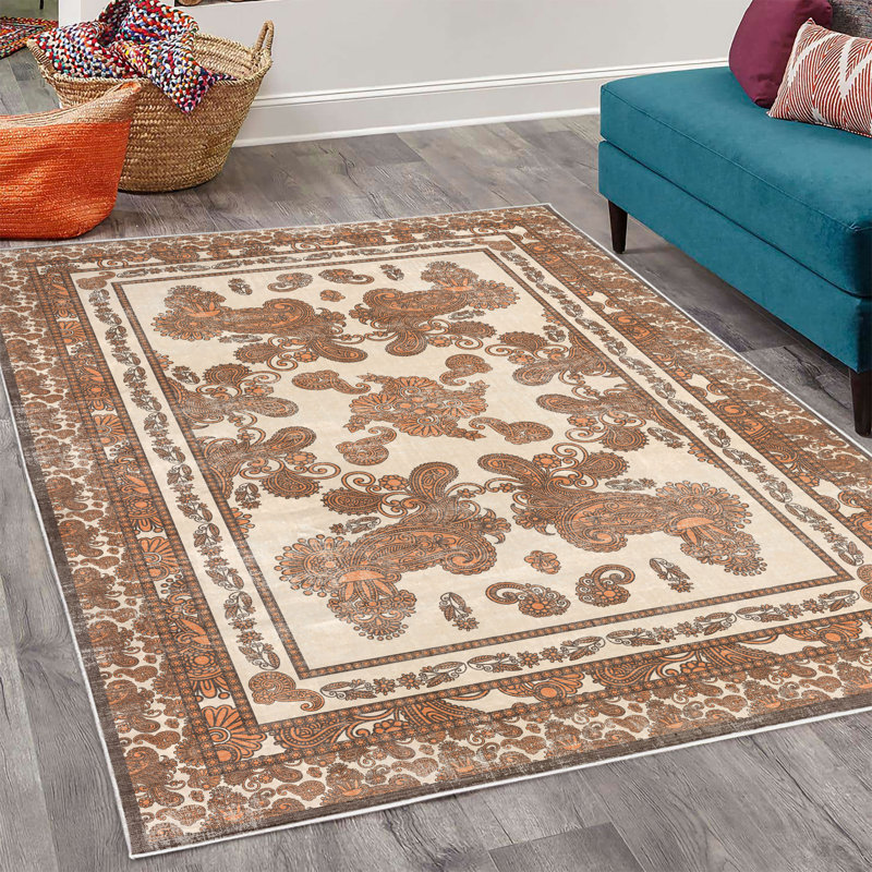 Tapis décoratif Boho, Rectangle 4 pi x 5 pi 5 po